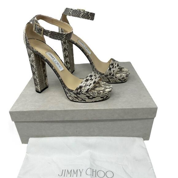 Jimmy Choo Holly Heel Snake Roccia Elaphe Sandal Multi 40 - Picture 1 of 8